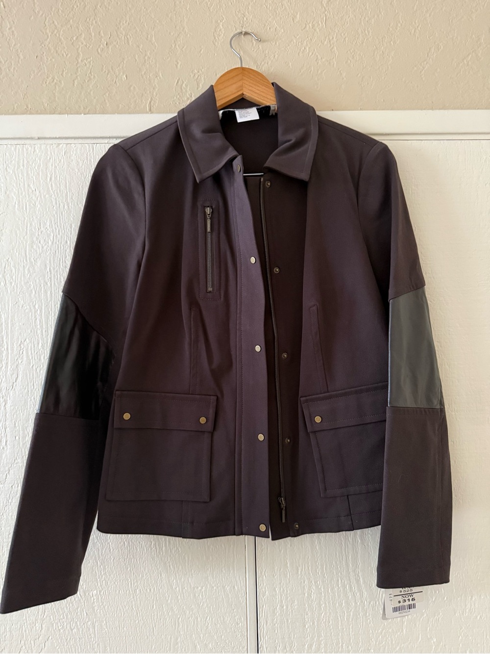 Doncaster Leather Trim Utility Field Jacket Brown NWT: US 8